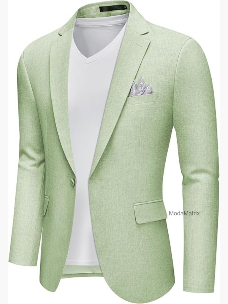 Slim Fit Blazer Jacket One Button Lightweight Sport Coat Casual